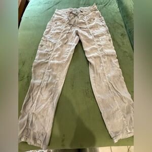 American Eagle Outfitters light olive Linen Blend Cargo Pants w/Drawstring